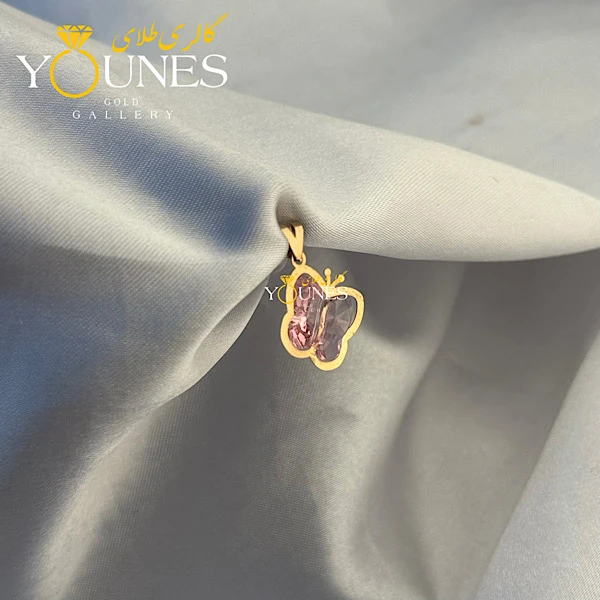 آویز سواروسکی پروانه صورتی طلا